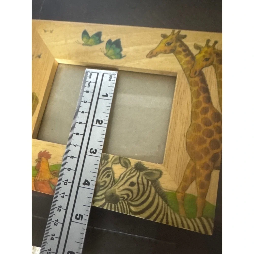 Fetco International Wood Noahs Ark Picture Frame Giraffe Zebra 63835 Handcrafted